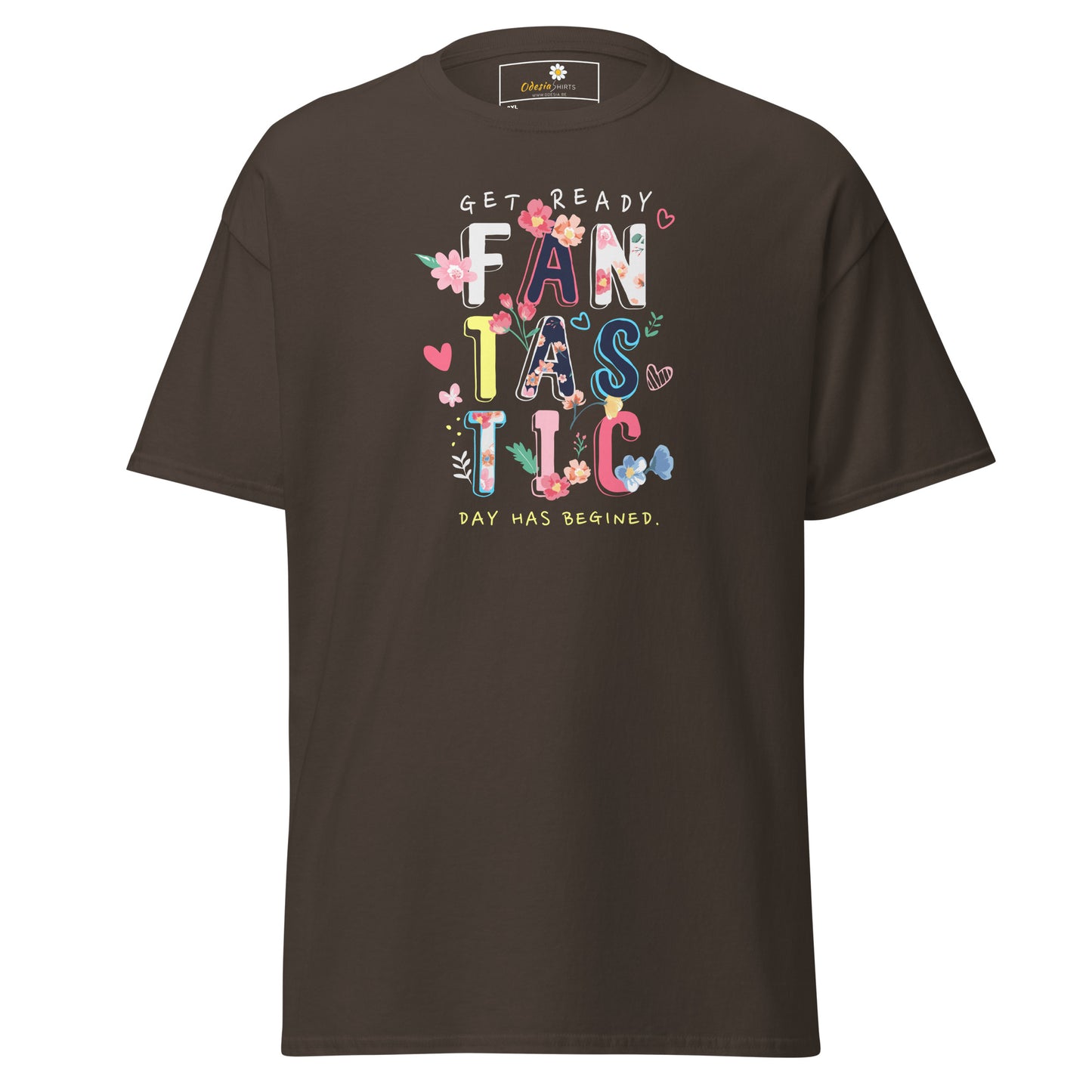 T-shirt classique pour homme - TEXTE UNE JOURNÉE FANTASTIQUE A COMMENCÉ - GRAND