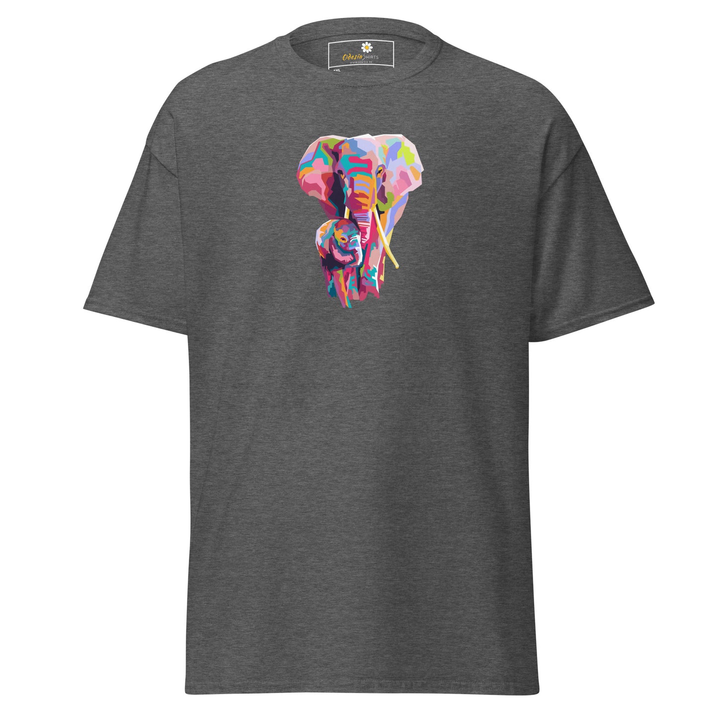 Klassiek heren t-shirt - WILDLIFE KLEURRIJKE OLIFANTEN - GROOT