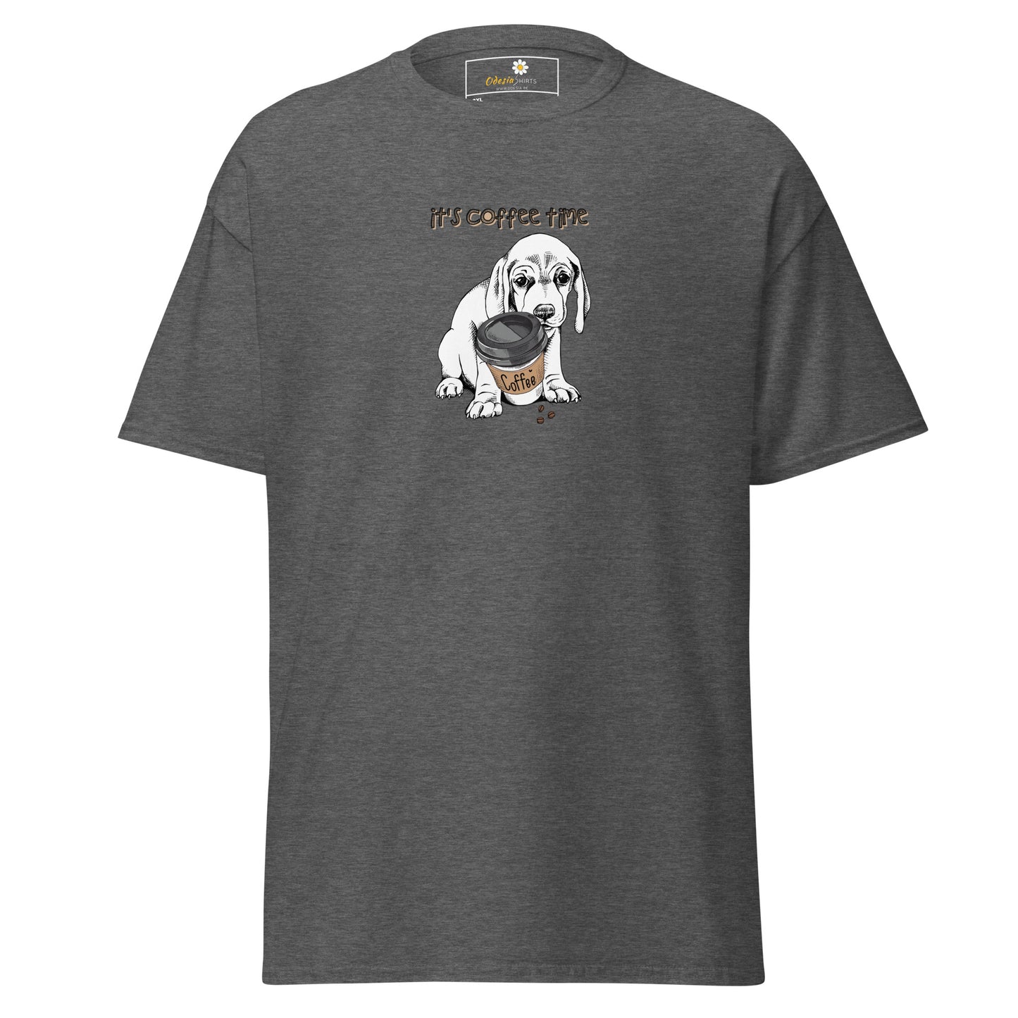 T-shirt classique unisexe - ANIMAUX CHIOT COFFEE TIME - GRAND