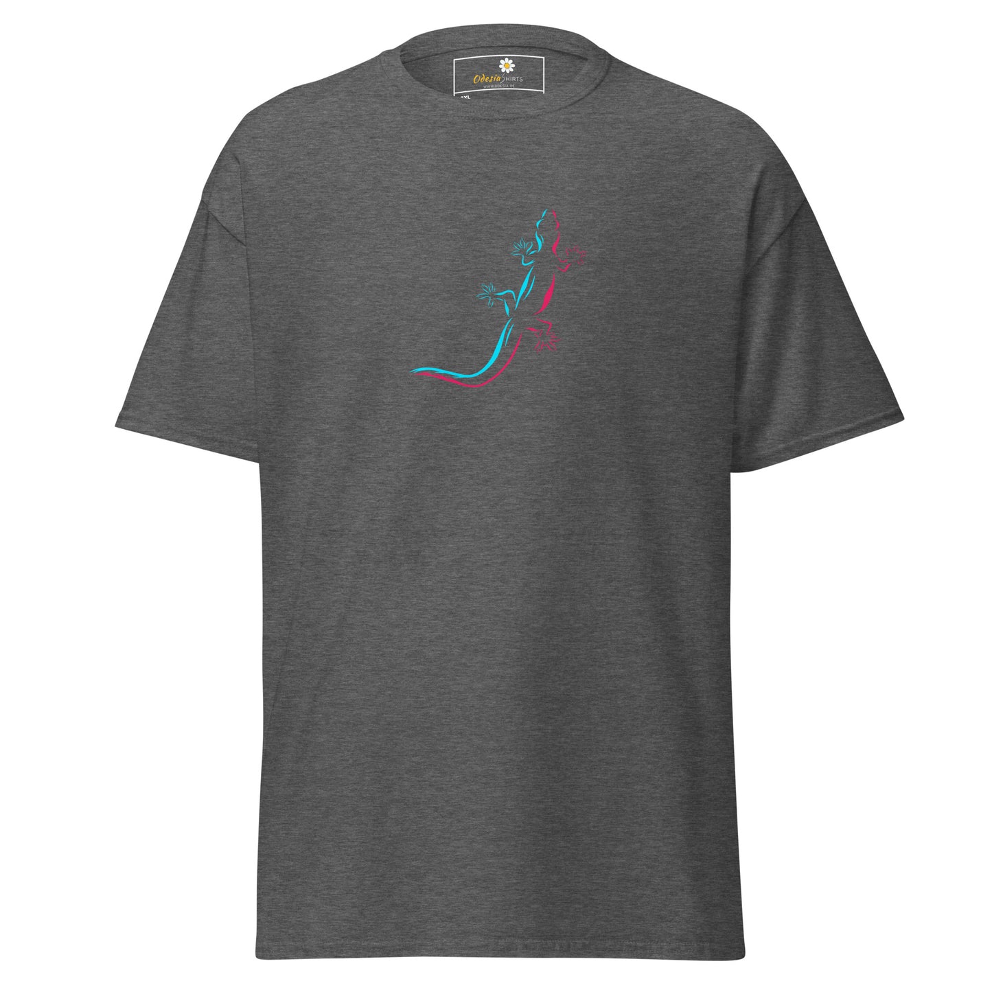 Heren klassiek t-shirt - WILDLIFE BLUE RED LIZARD - GROOT