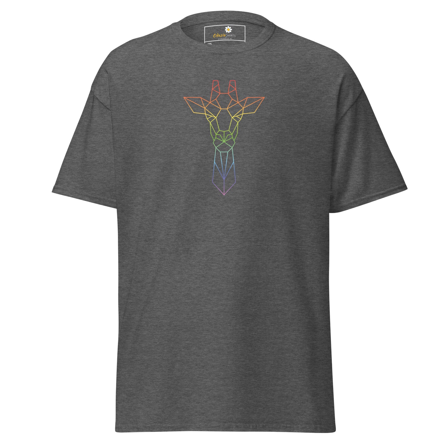 Klassiek heren t-shirt - WILDLIFE GIRAFFE LINE COLORS - GROOT