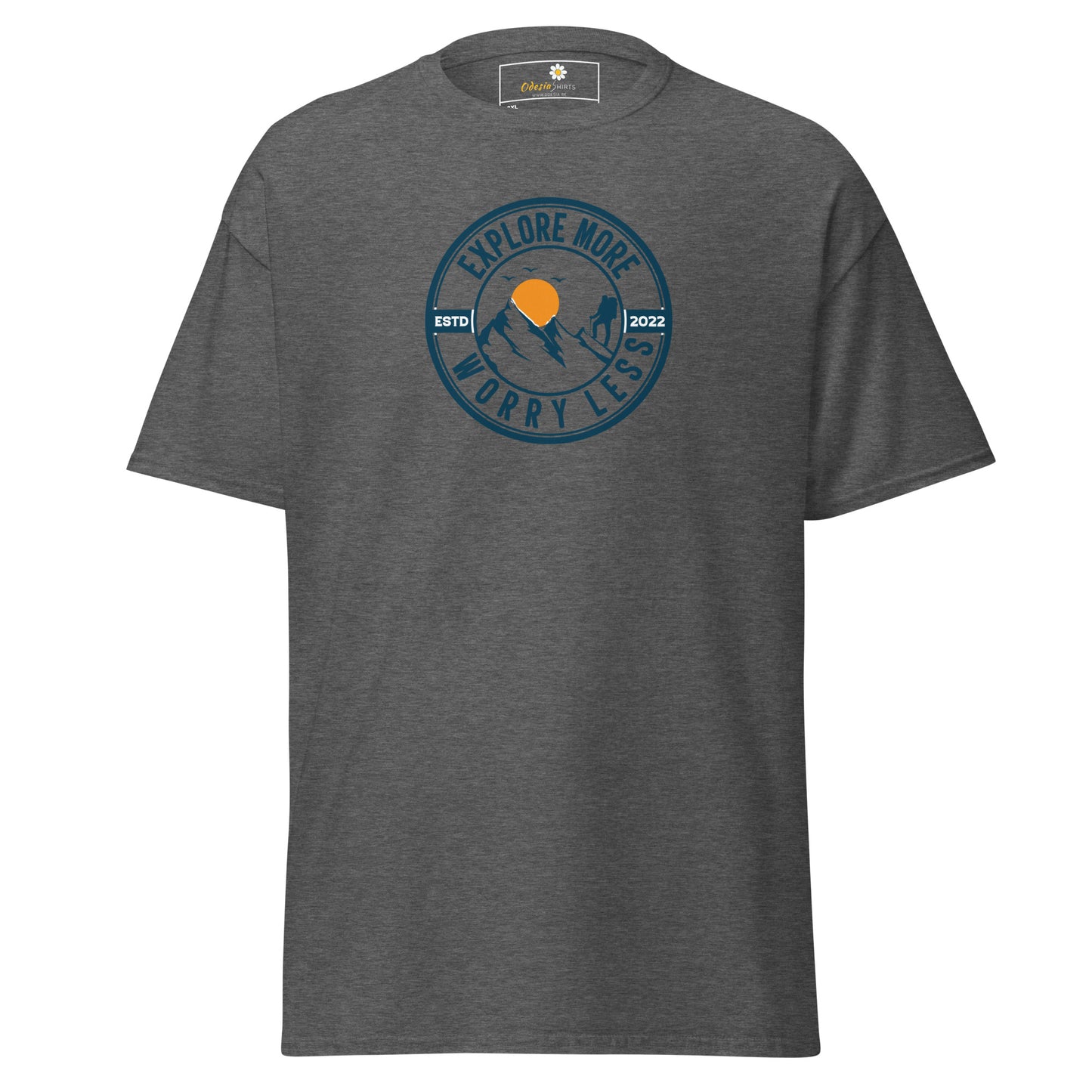 Unisex classic t-shirt - ADVENTURE EXPLORE MORE WORRY LESS - BIG