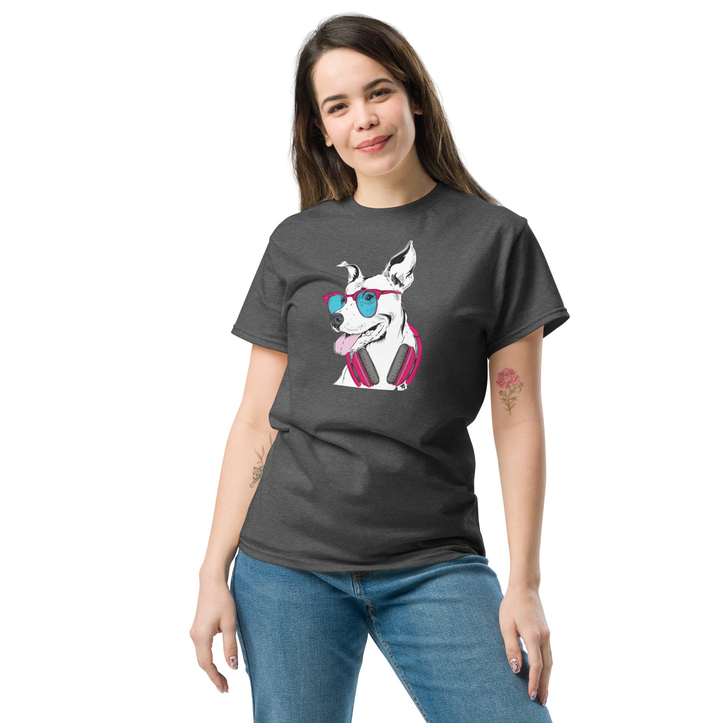 T-shirt classique unisexe - ANIMAUX MUSIQUE FUN CHIEN - GRAND