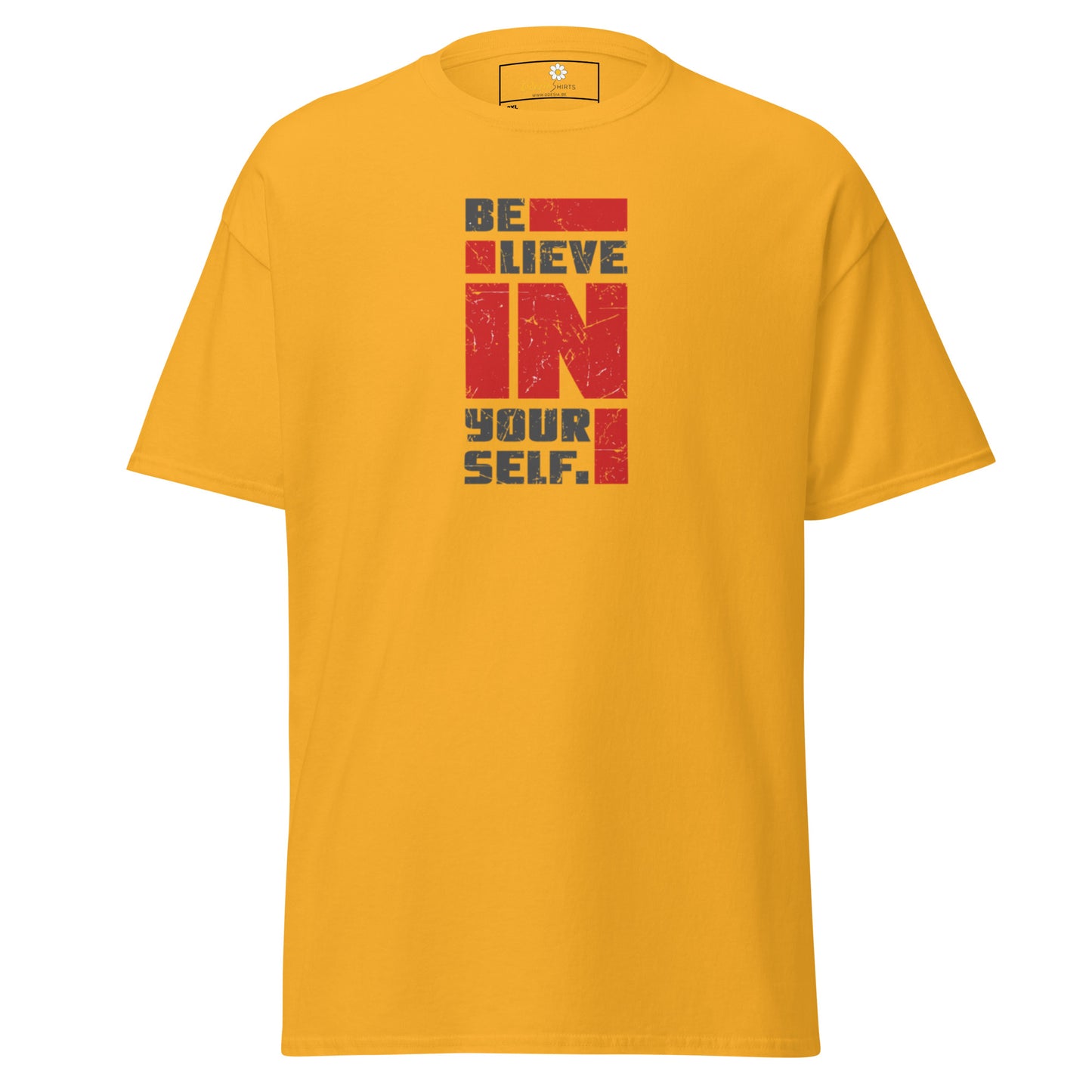 Heren klassiek t-shirt - TEKST POSITIEF GELOOF IN JEZELF - GROOT