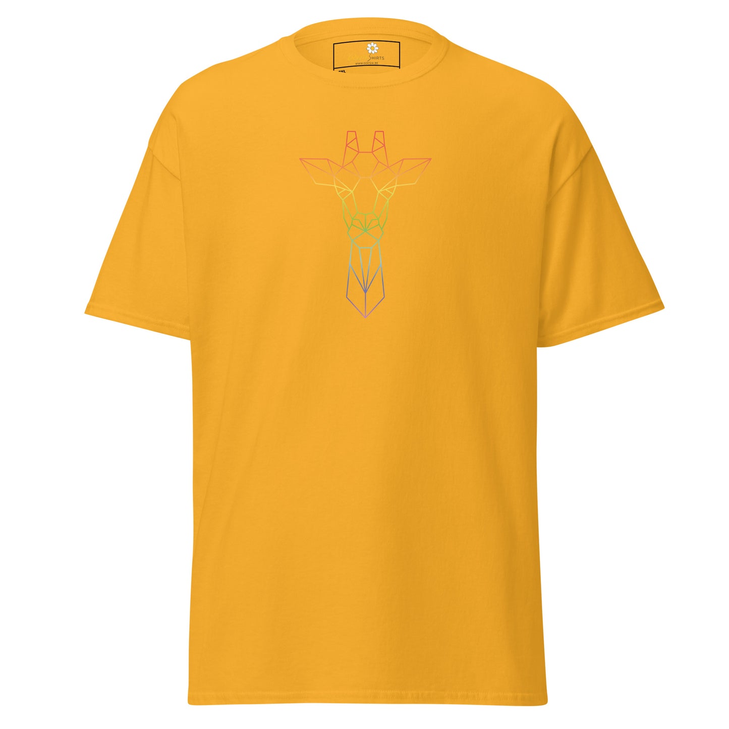 Klassiek heren t-shirt - WILDLIFE GIRAFFE LINE COLORS - GROOT