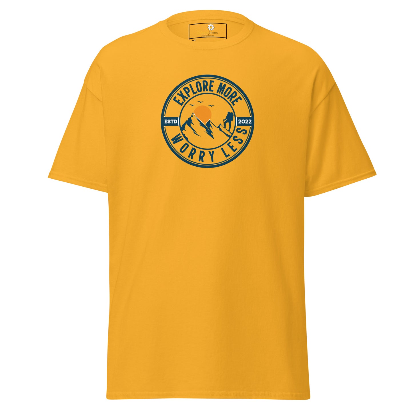 Unisex classic t-shirt - ADVENTURE EXPLORE MORE WORRY LESS - BIG