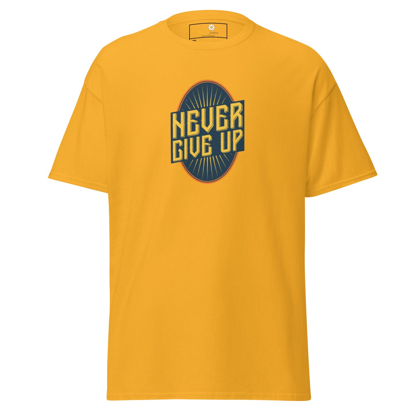 T-shirt classique pour homme - Texte NEVER GIVE UP - GRAND