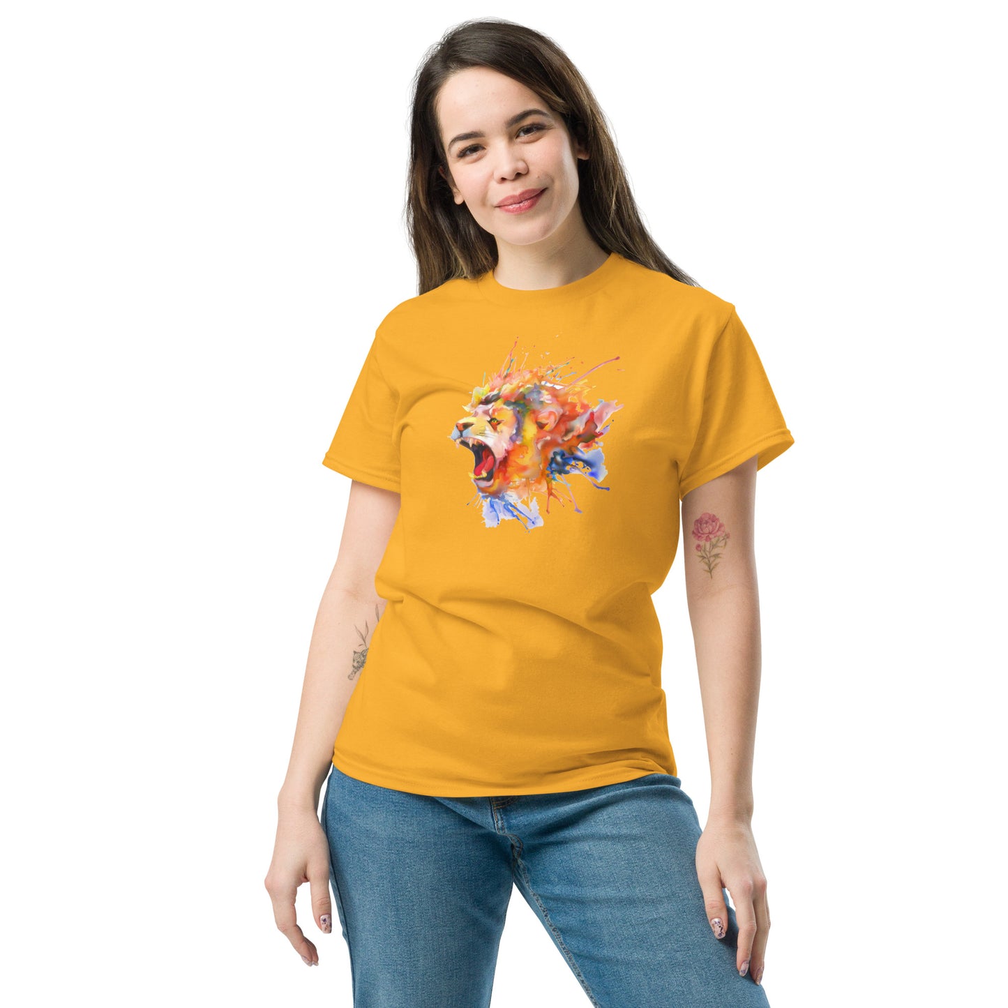 T-shirt classique pour homme - WILDLIFE LION WATERPAINTING - GRAND