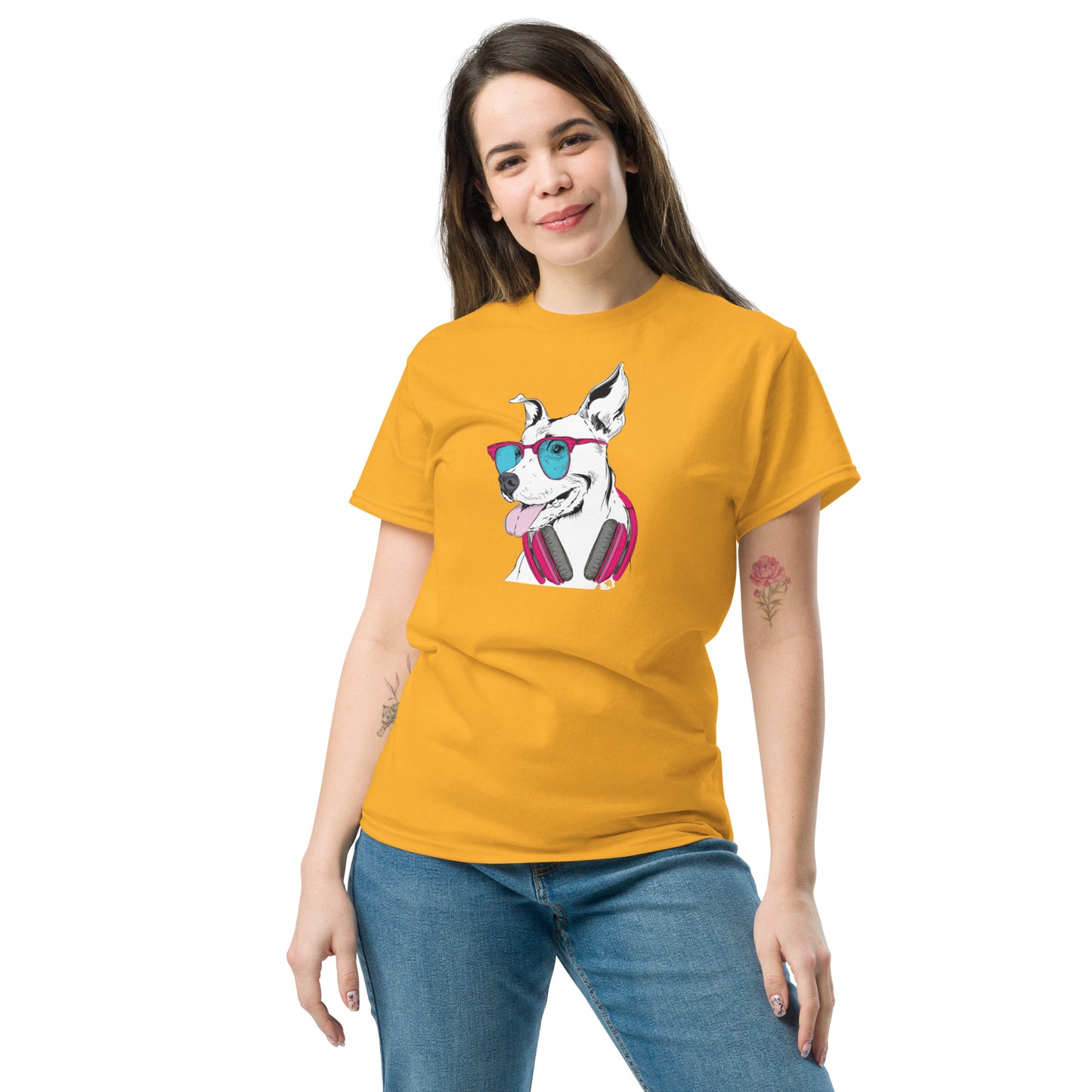 T-shirt classique unisexe - ANIMAUX MUSIQUE FUN CHIEN - GRAND