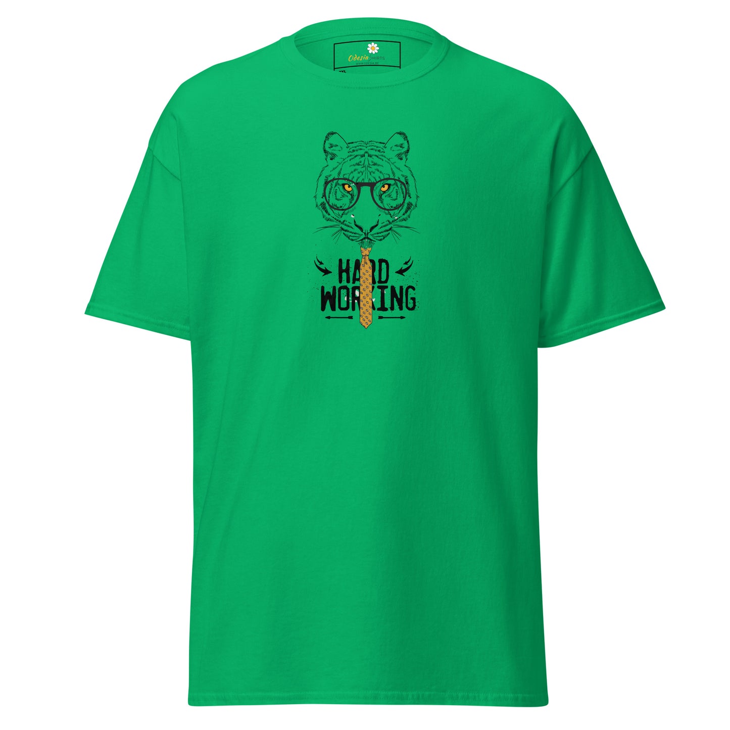 Heren klassiek t-shirt - WILDLIFE TIGER HARD WORKING - GROOT