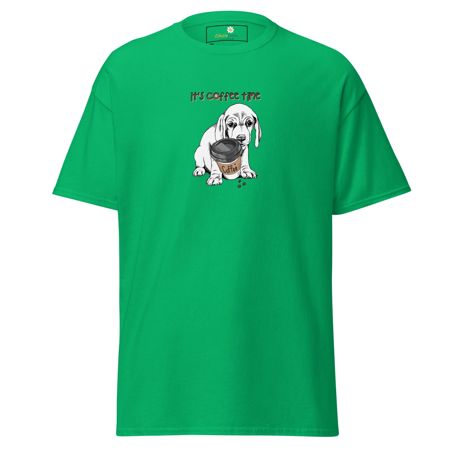 T-shirt classique unisexe - ANIMAUX CHIOT COFFEE TIME - GRAND
