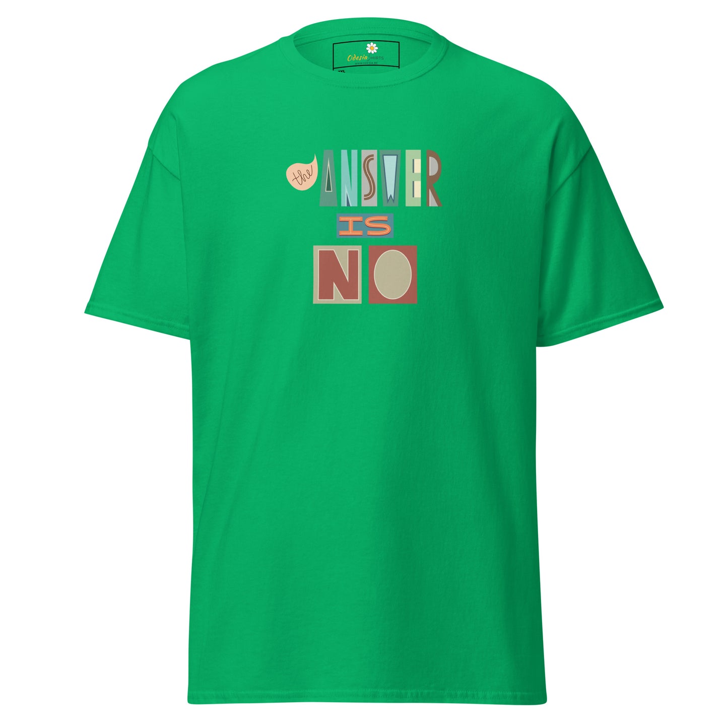 Heren klassiek t-shirt - TEKST HET ANTWOORD IS NEE - GROOT