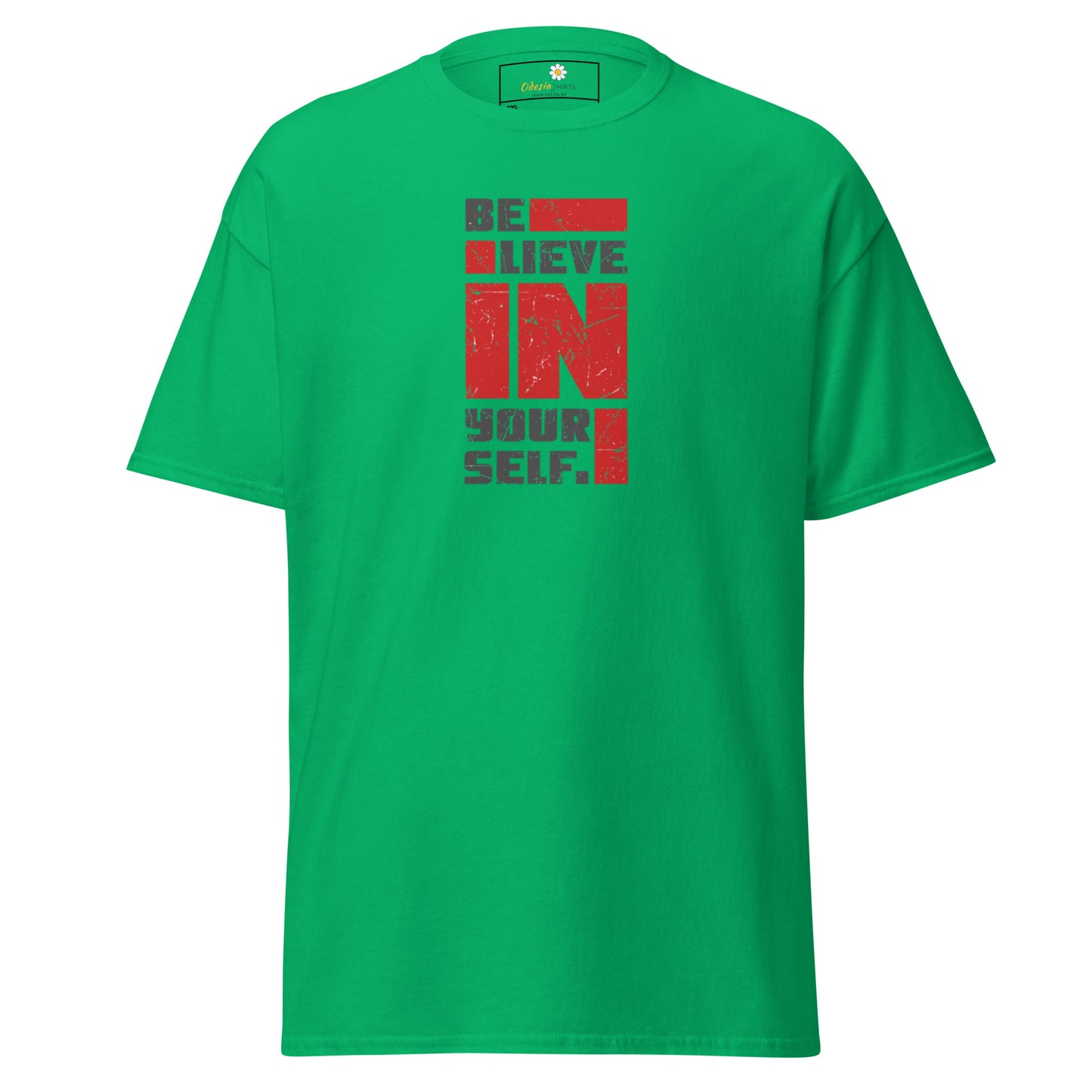 Heren klassiek t-shirt - TEKST POSITIEF GELOOF IN JEZELF - GROOT