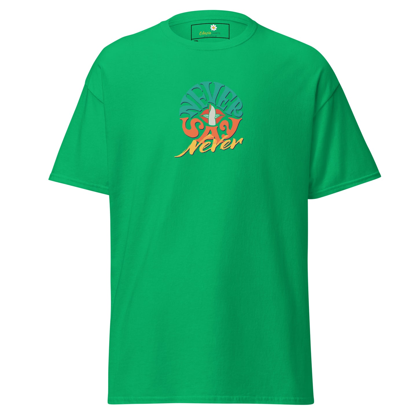 T-shirt classique pour homme - Texte Never Say Never - Grand