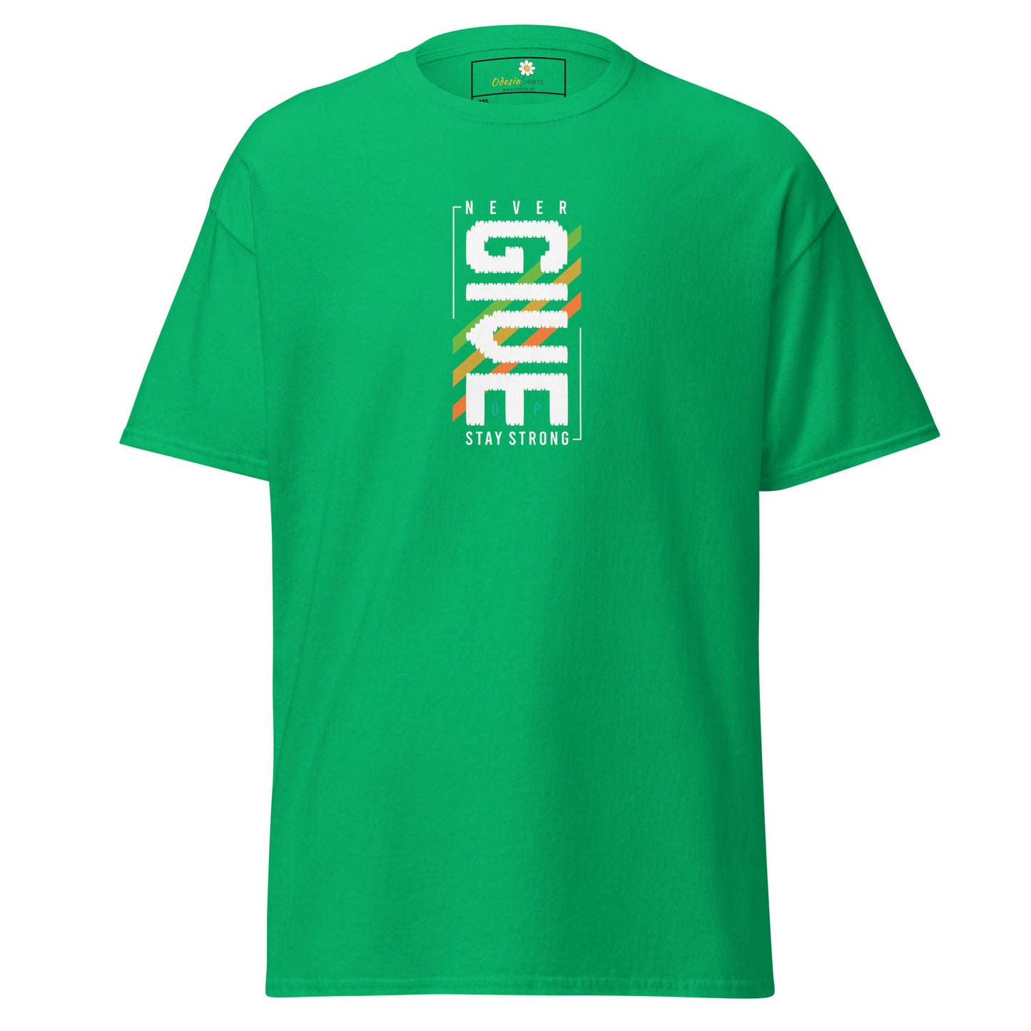 T-shirt classique pour homme - Texte NEVER GIVE UP - GRAND