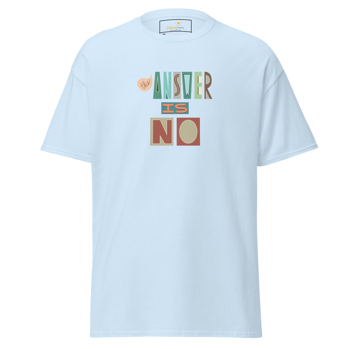 Heren klassiek t-shirt - TEKST HET ANTWOORD IS NEE - GROOT