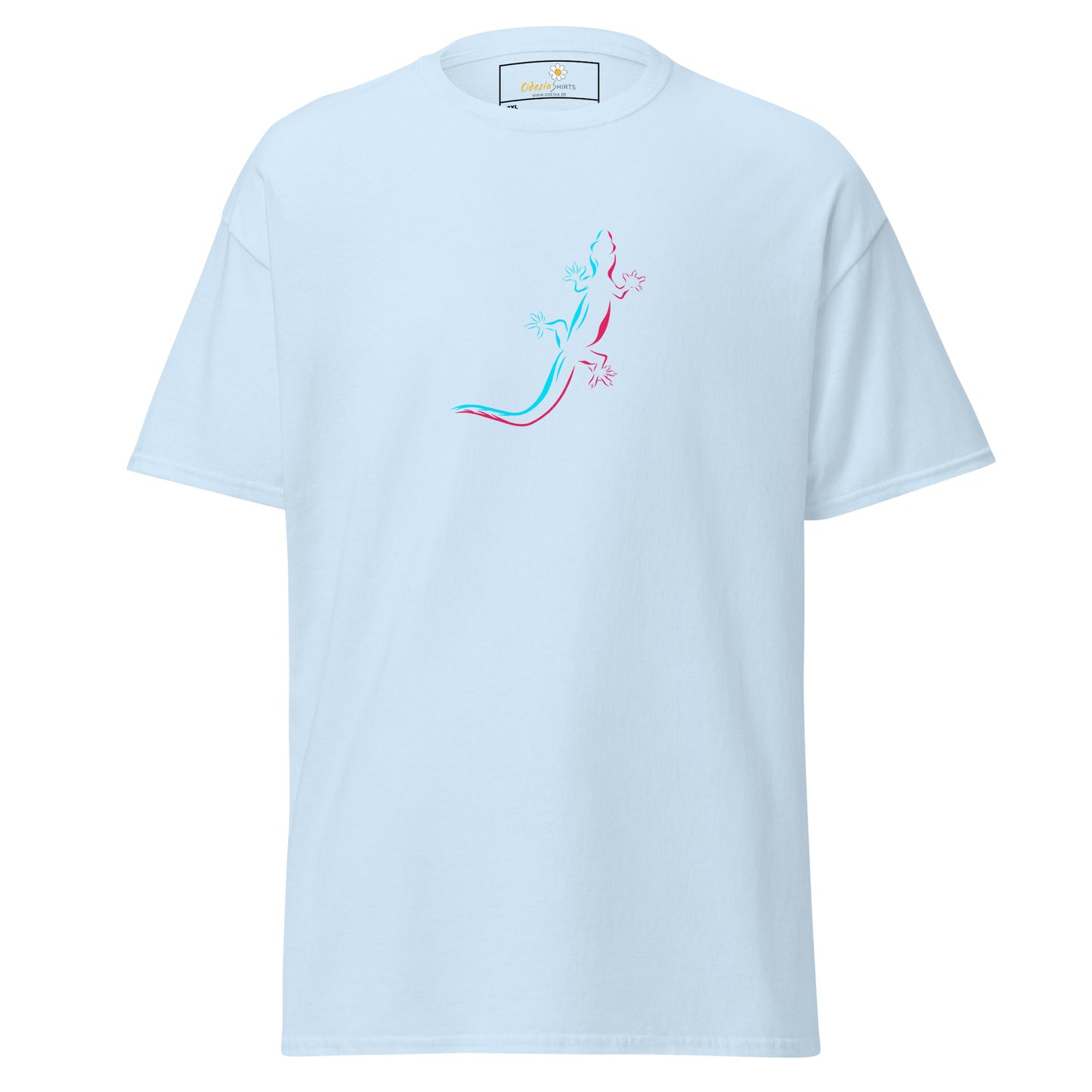 Heren klassiek t-shirt - WILDLIFE BLUE RED LIZARD - GROOT