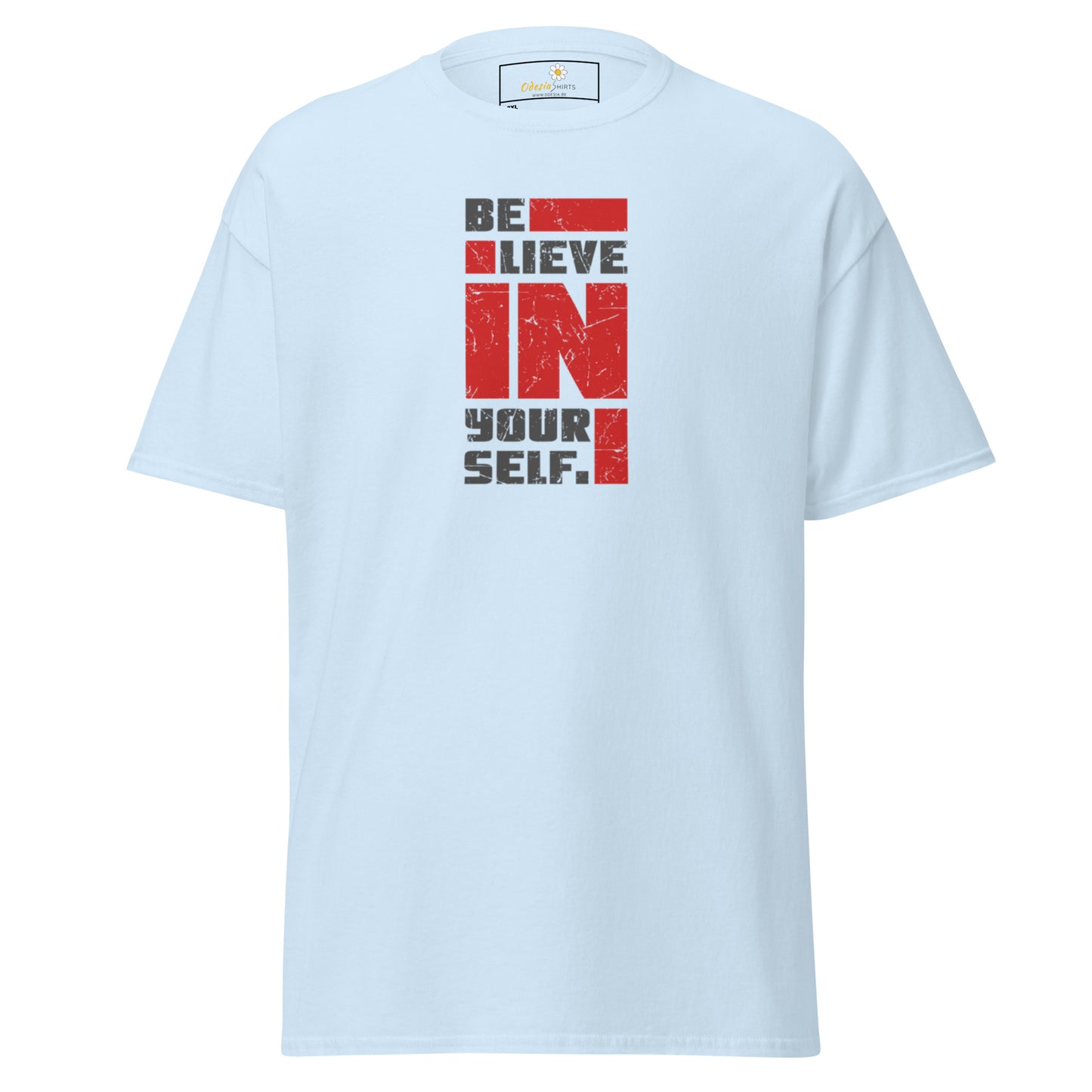 Heren klassiek t-shirt - TEKST POSITIEF GELOOF IN JEZELF - GROOT