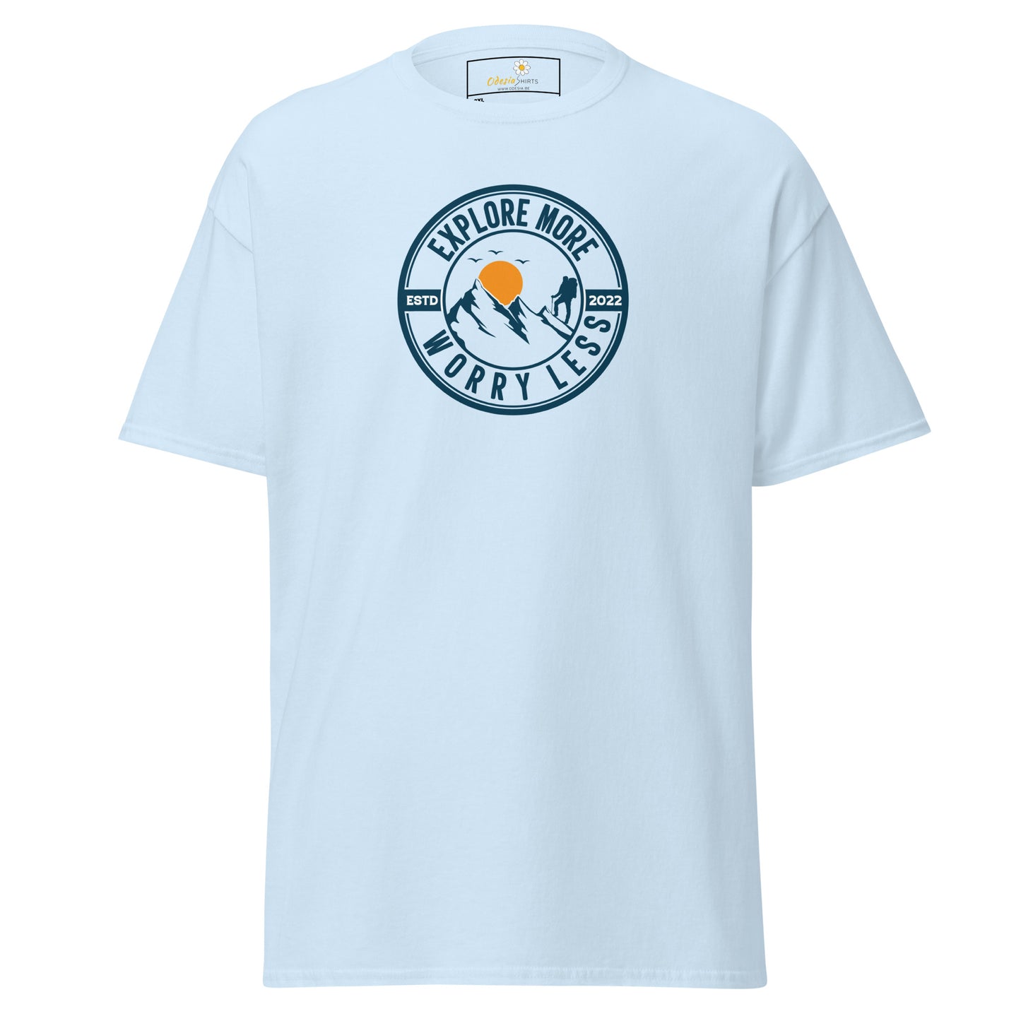 Unisex classic t-shirt - ADVENTURE EXPLORE MORE WORRY LESS - BIG