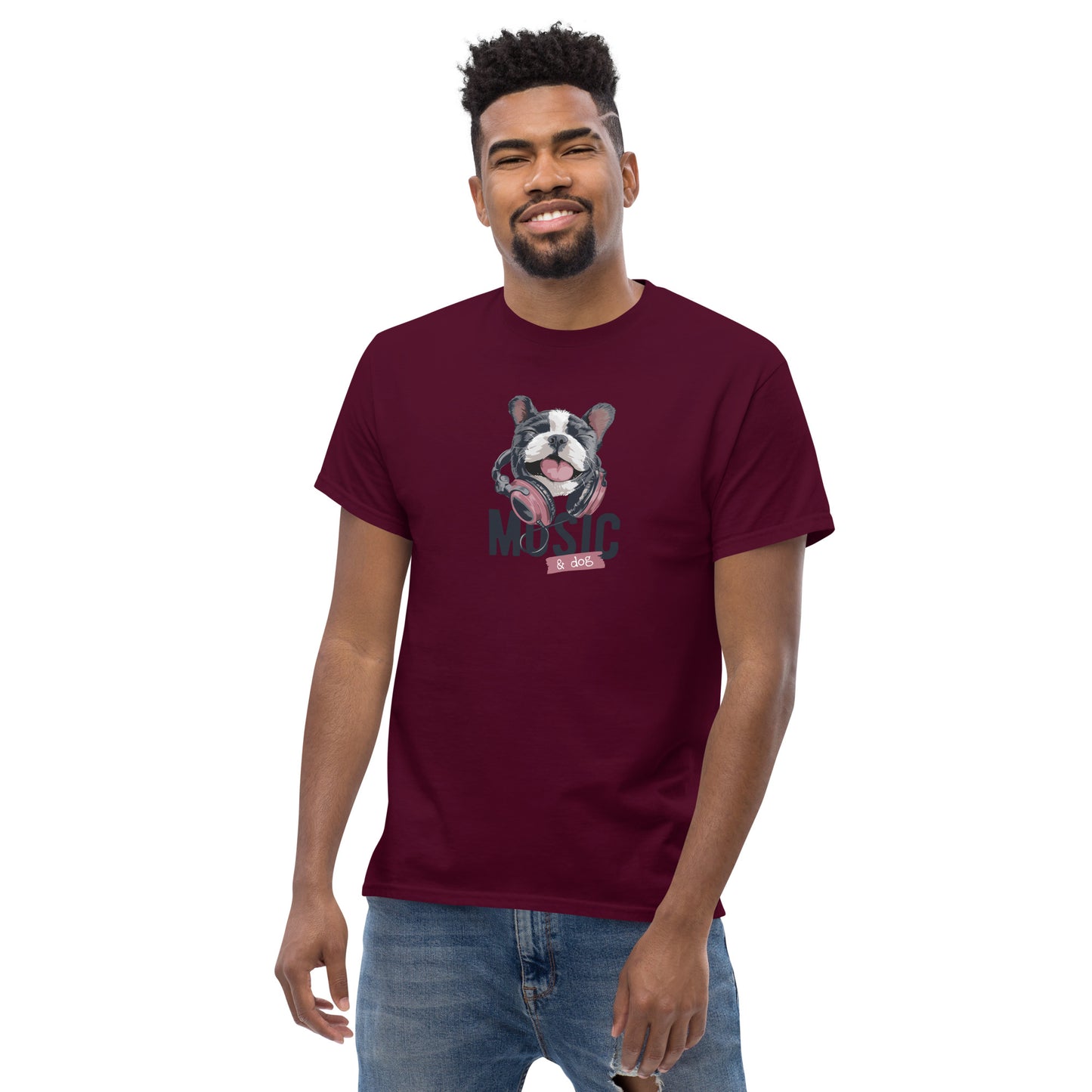 T-shirt classique unisexe - ANIMAUX CHIEN MUSIQUE - GRAND