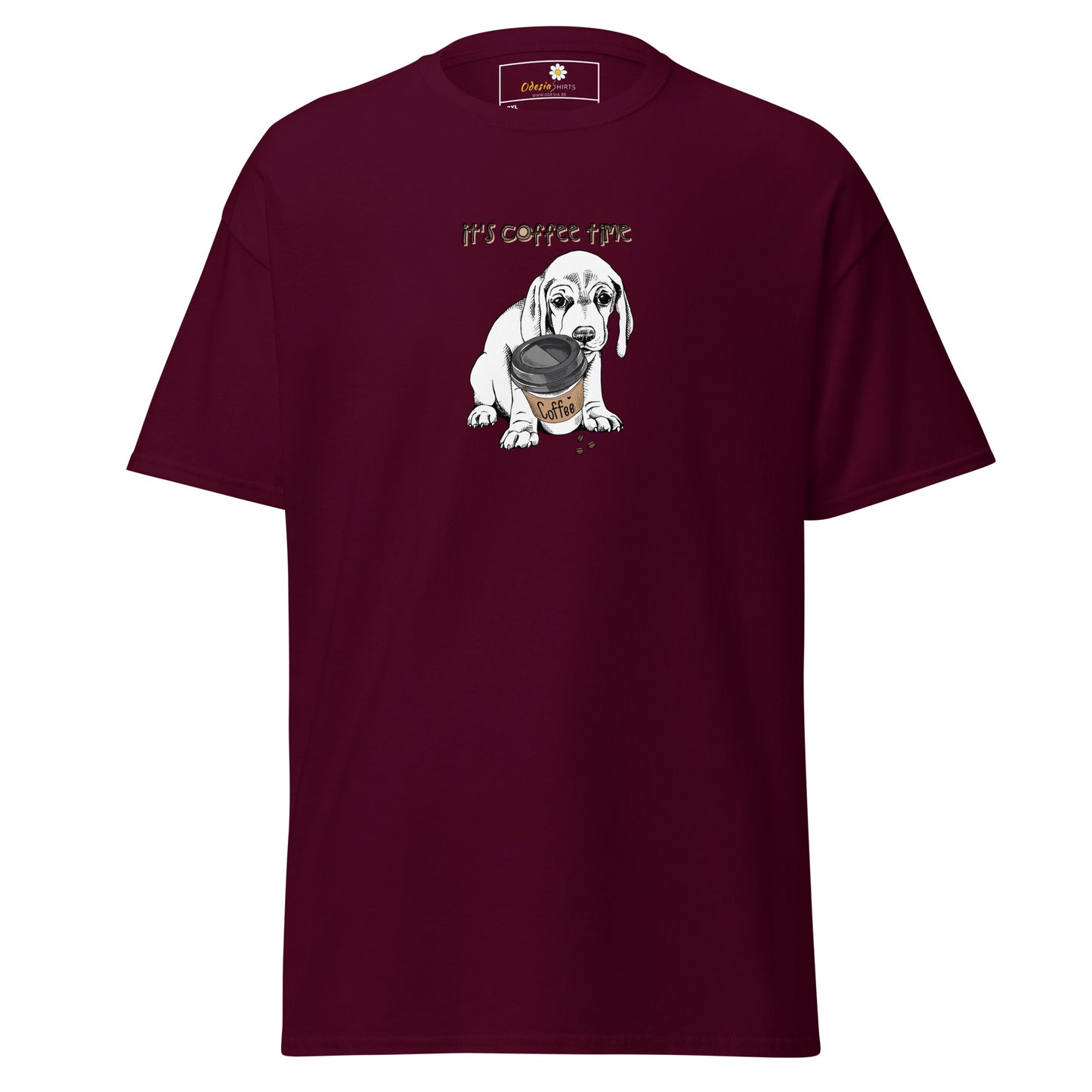 T-shirt classique unisexe - ANIMAUX CHIOT COFFEE TIME - GRAND
