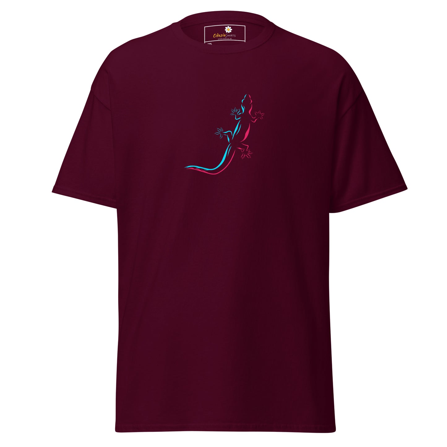 Heren klassiek t-shirt - WILDLIFE BLUE RED LIZARD - GROOT