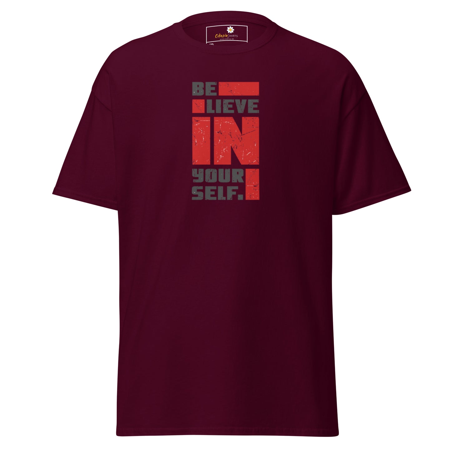Heren klassiek t-shirt - TEKST POSITIEF GELOOF IN JEZELF - GROOT
