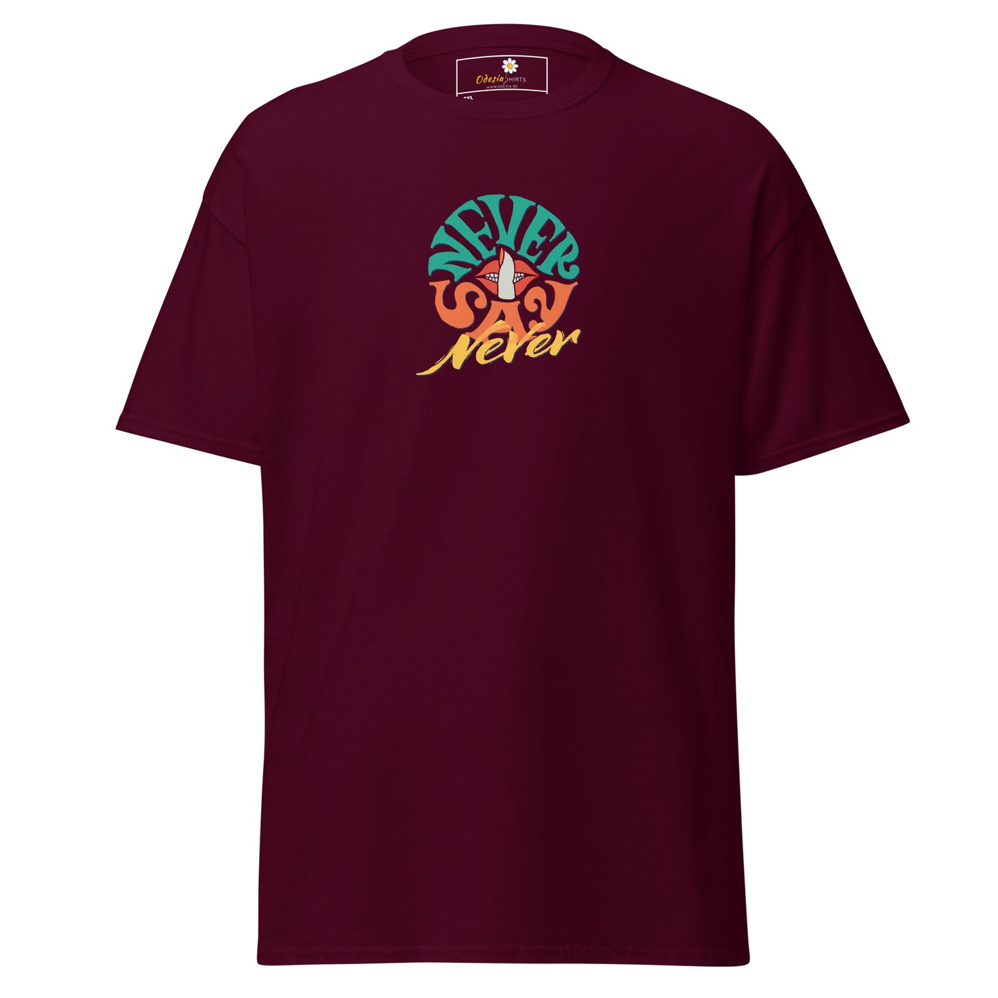 T-shirt classique pour homme - Texte Never Say Never - Grand