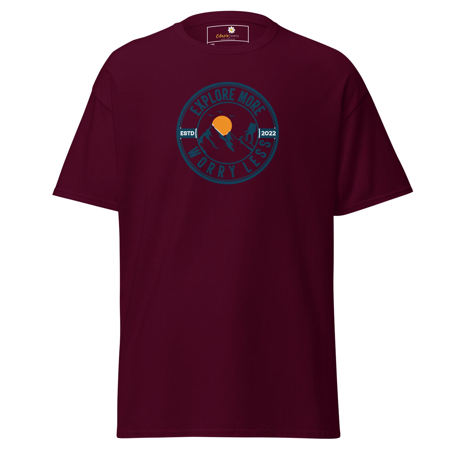 Unisex classic t-shirt - ADVENTURE EXPLORE MORE WORRY LESS - BIG