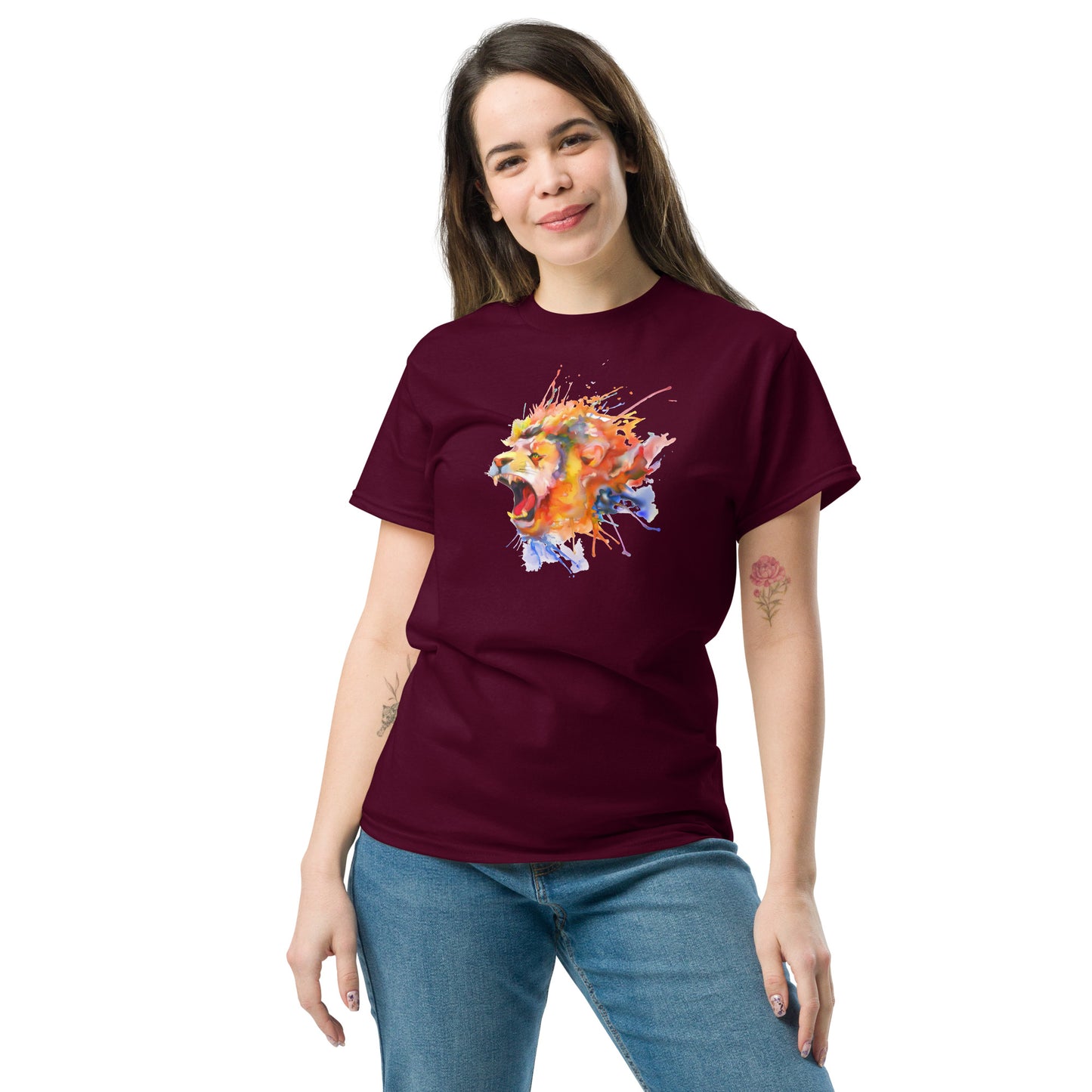 T-shirt classique pour homme - WILDLIFE LION WATERPAINTING - GRAND