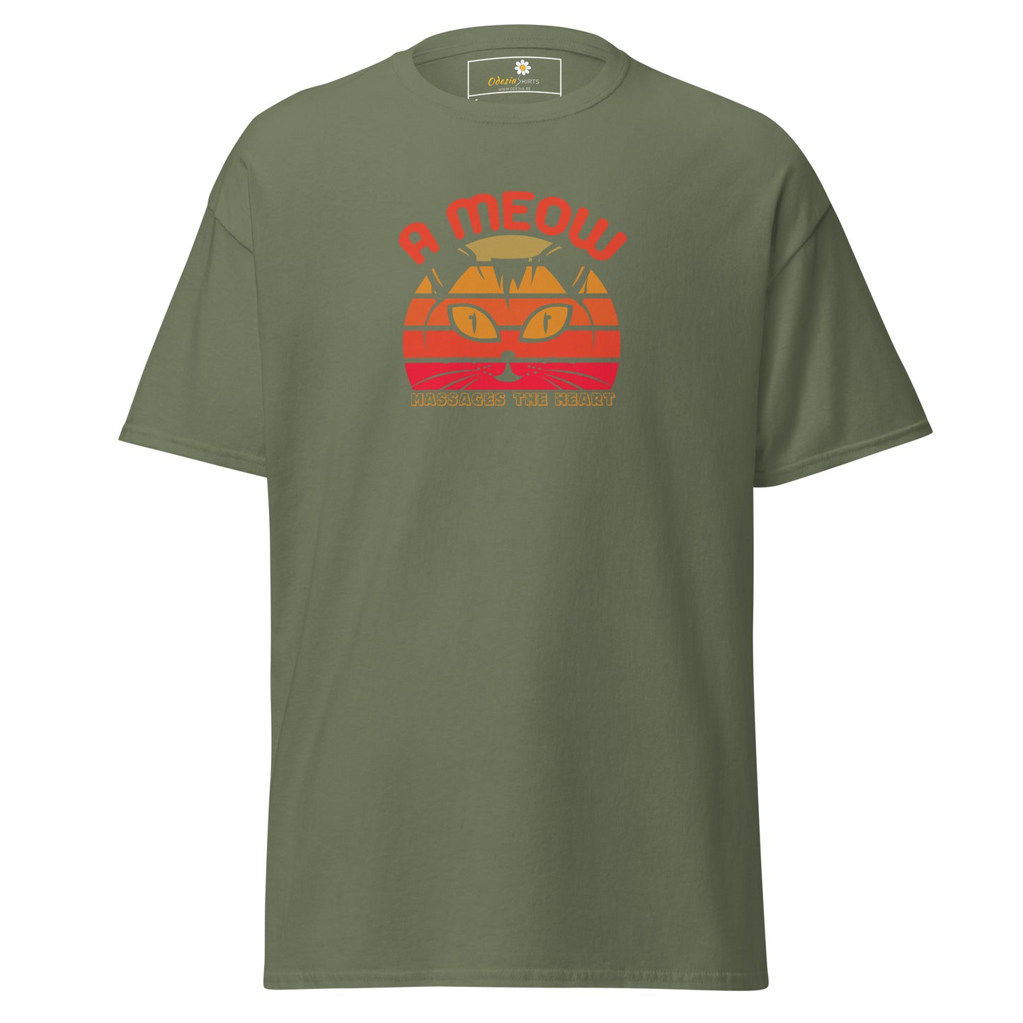 T-shirt classique unisexe - ANIMAUX UN CHAT MASSAGE LE CŒUR - RÉGULIER
