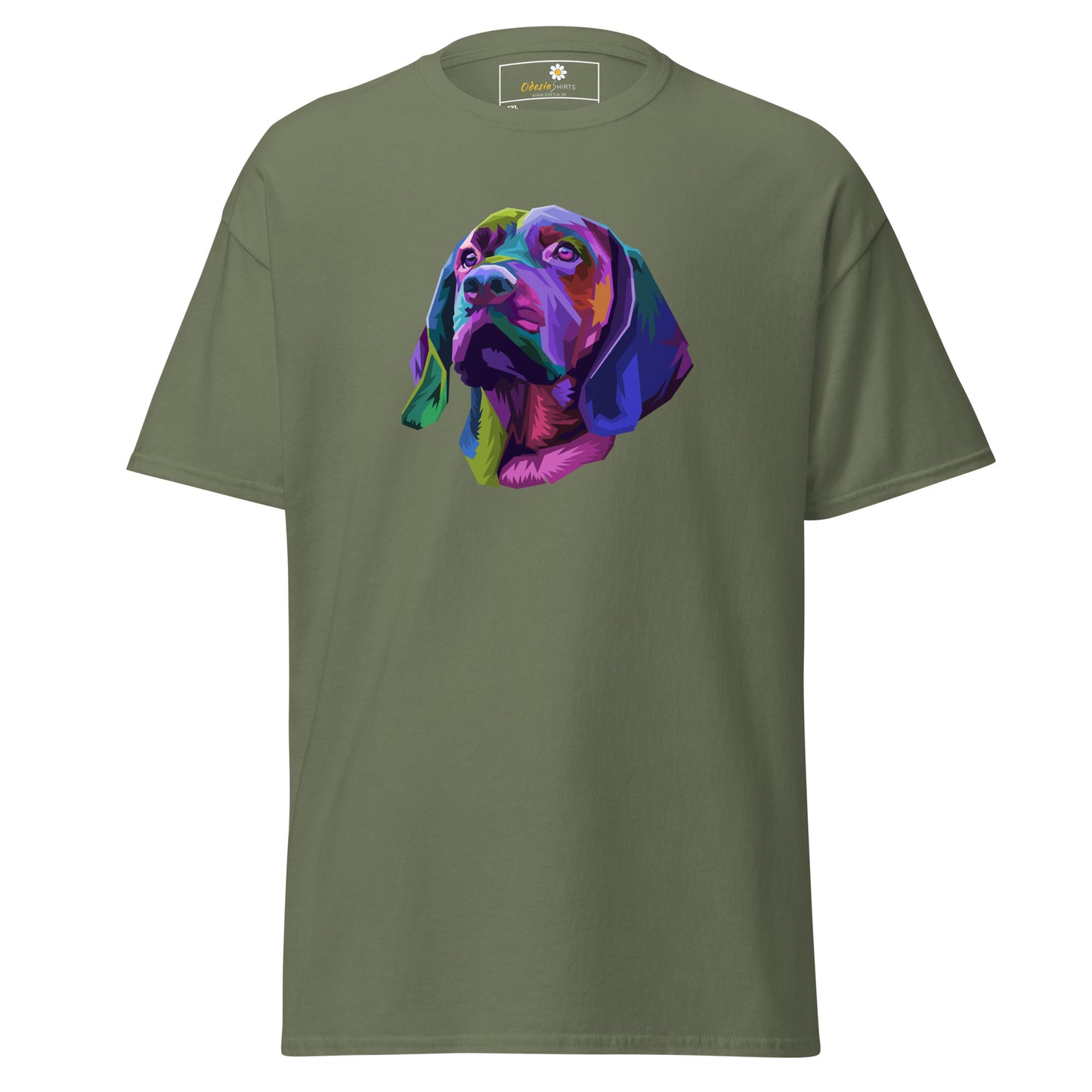 Unisex klassiek t-shirt - ANIMALS COLORFULL DOGHEAD - GROOT