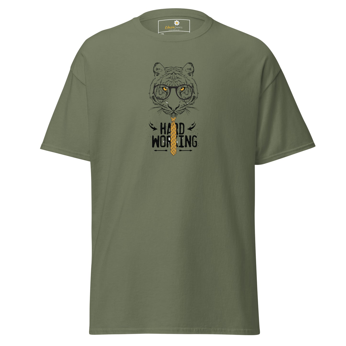 Heren klassiek t-shirt - WILDLIFE TIGER HARD WORKING - GROOT