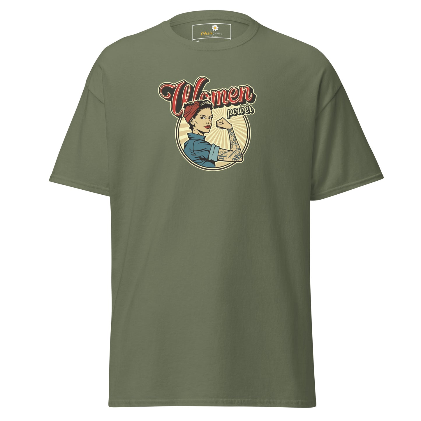 Klassiek heren t-shirt - VINTAGE WOMAN POWER - GROOT