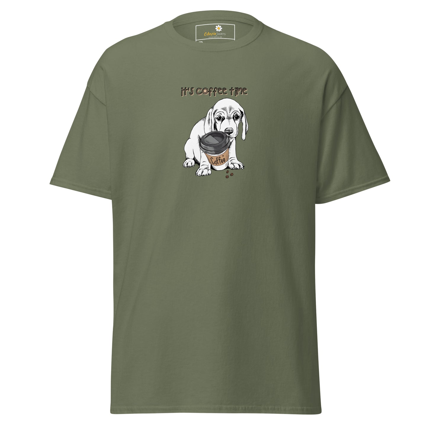 T-shirt classique unisexe - ANIMAUX CHIOT COFFEE TIME - GRAND