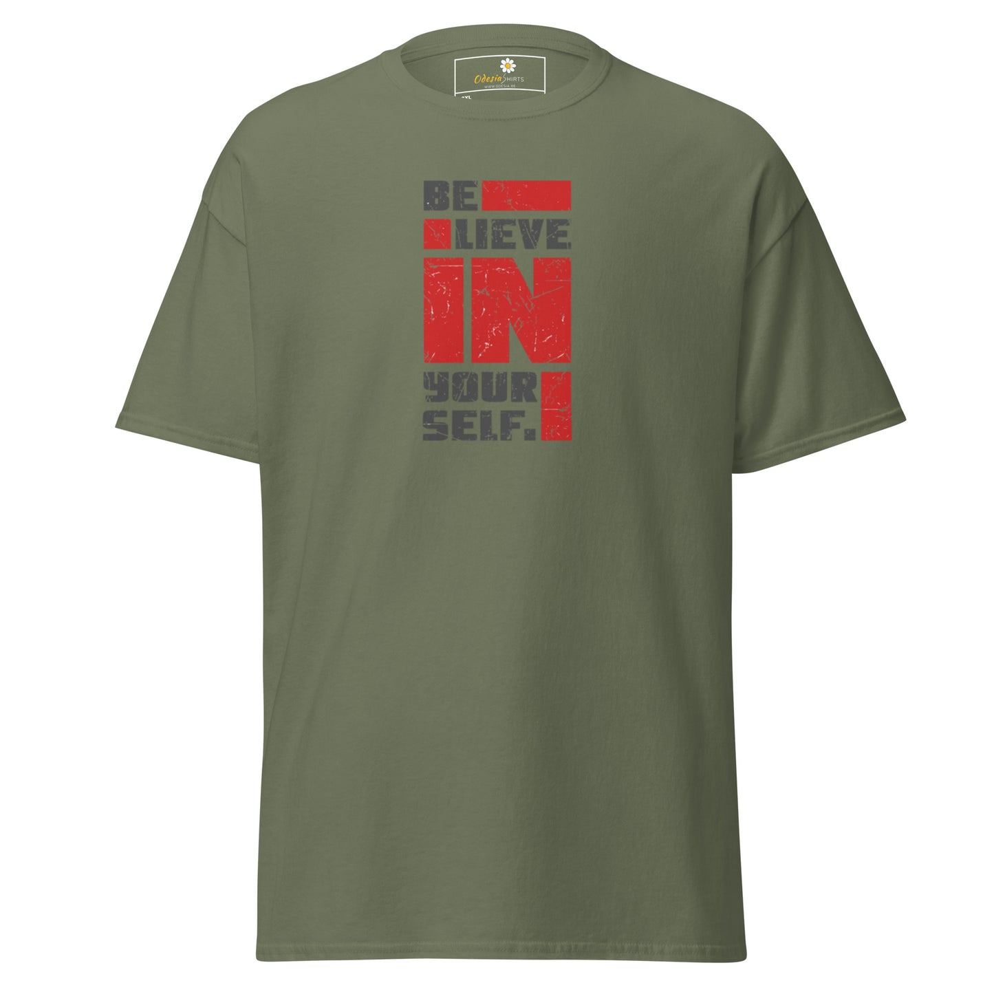 Heren klassiek t-shirt - TEKST POSITIEF GELOOF IN JEZELF - GROOT