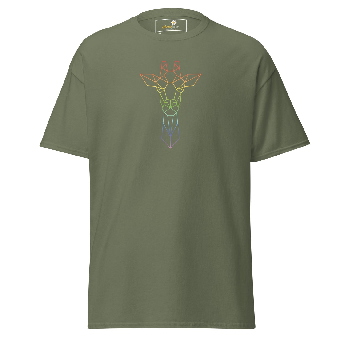 Klassiek heren t-shirt - WILDLIFE GIRAFFE LINE COLORS - GROOT