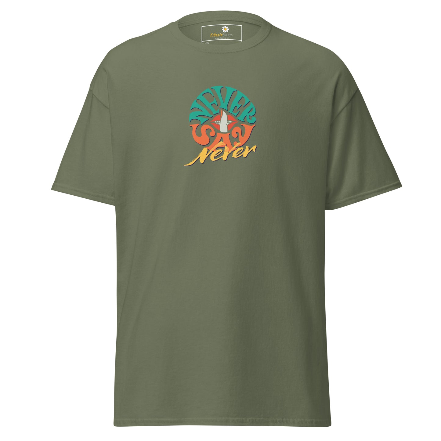 T-shirt classique pour homme - Texte Never Say Never - Grand