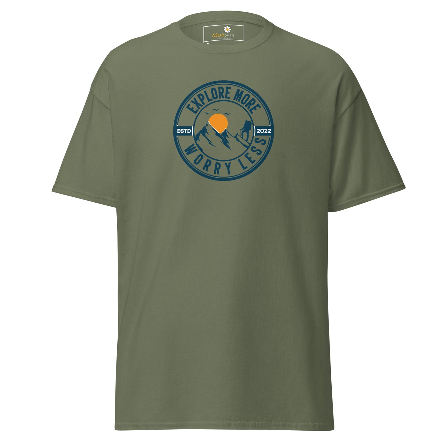 Unisex classic t-shirt - ADVENTURE EXPLORE MORE WORRY LESS - BIG