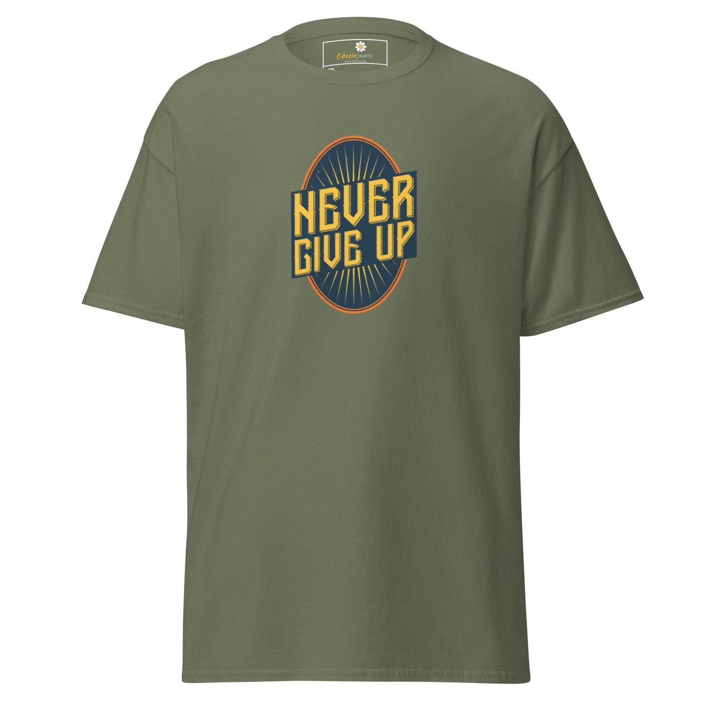 T-shirt classique pour homme - Texte NEVER GIVE UP - GRAND