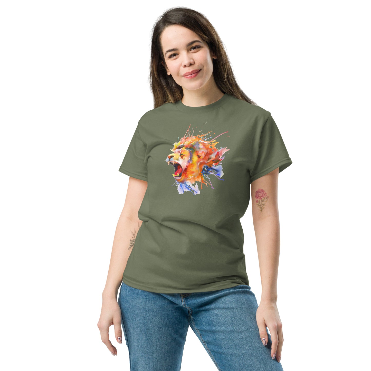 T-shirt classique pour homme - WILDLIFE LION WATERPAINTING - GRAND