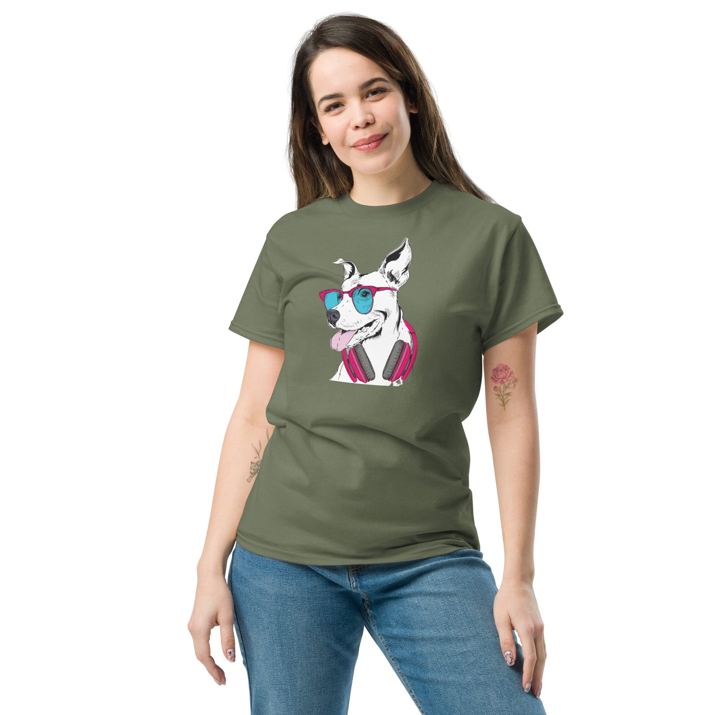 T-shirt classique unisexe - ANIMAUX MUSIQUE FUN CHIEN - GRAND