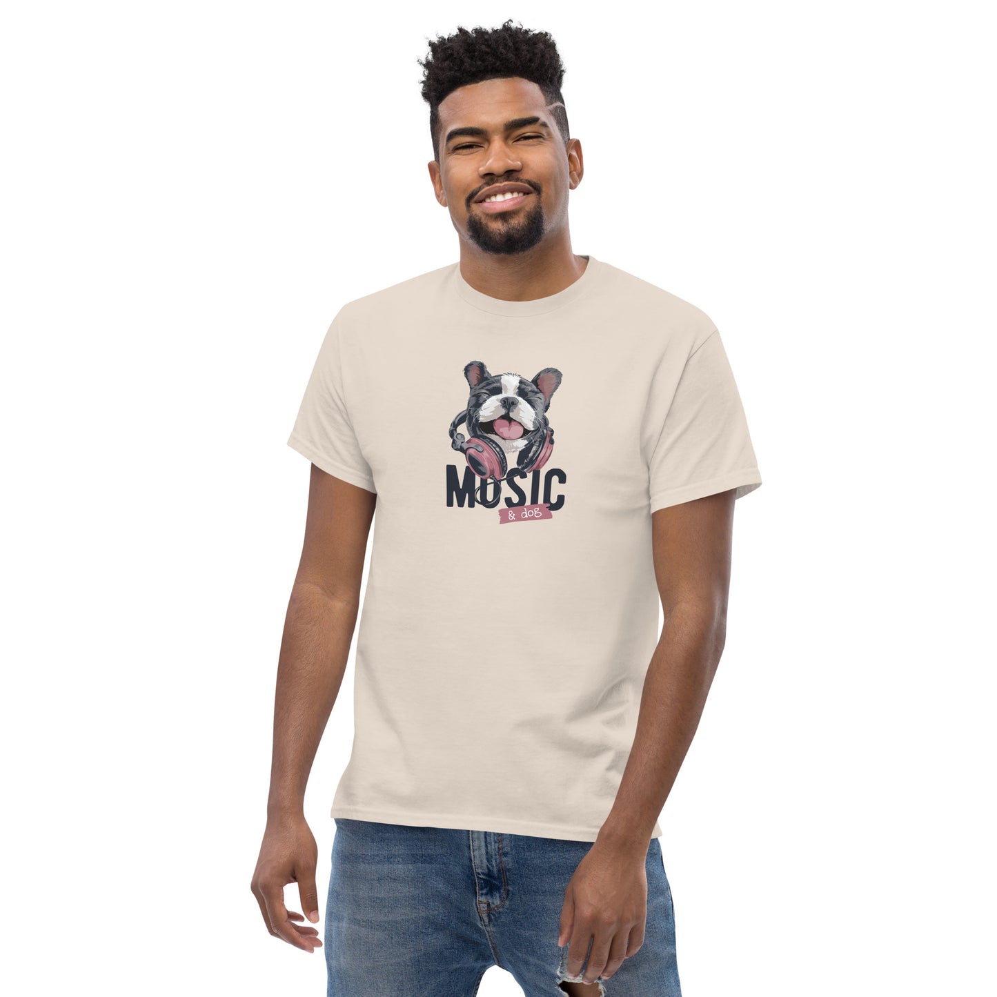 T-shirt classique unisexe - ANIMAUX CHIEN MUSIQUE - GRAND