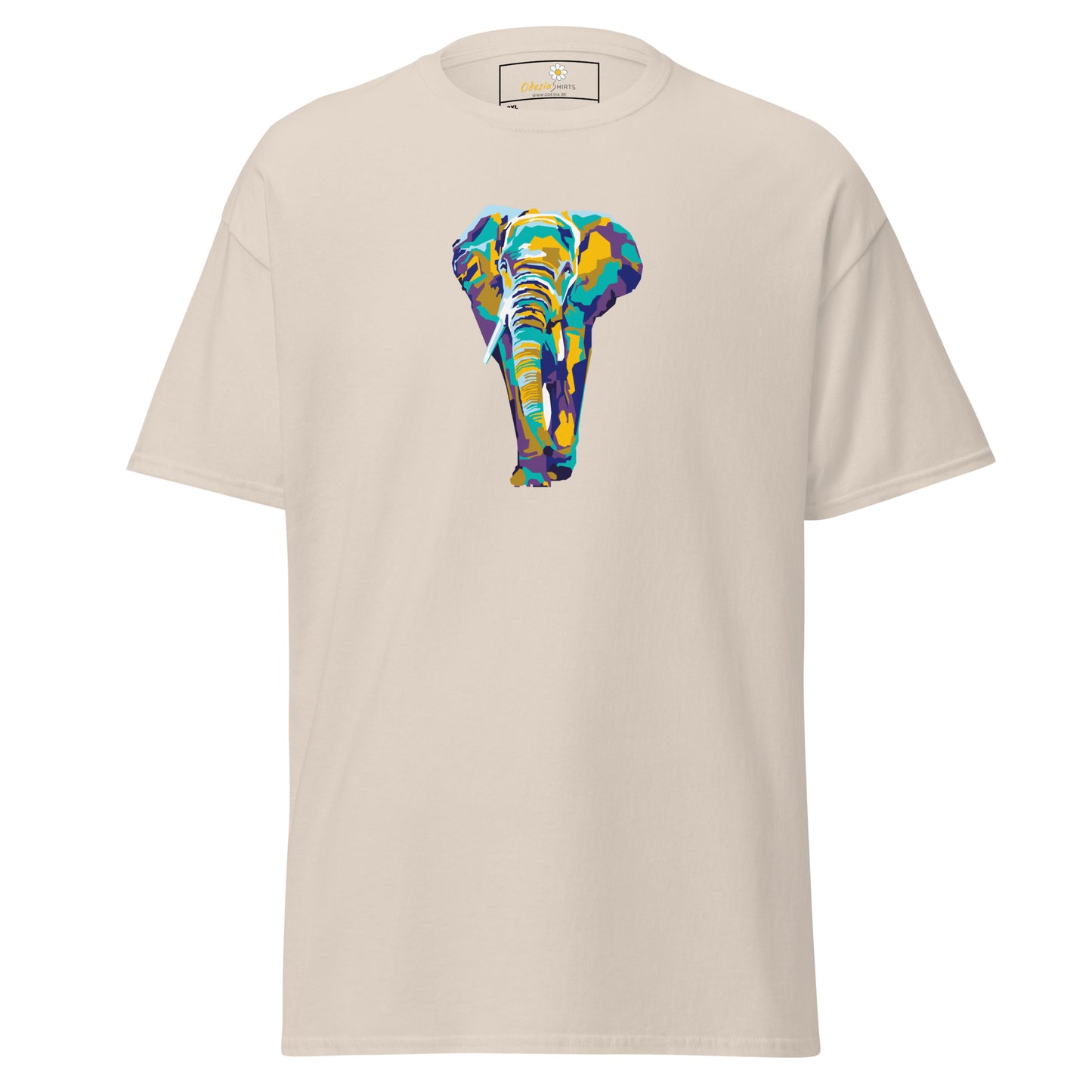 Heren klassiek t-shirt - WILDLIFE ELEPHANT KLEURRIJK - GROOT