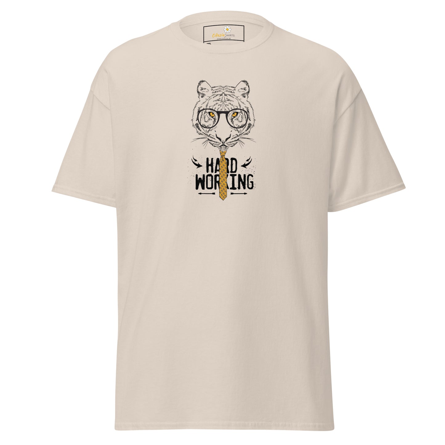 Heren klassiek t-shirt - WILDLIFE TIGER HARD WORKING - GROOT