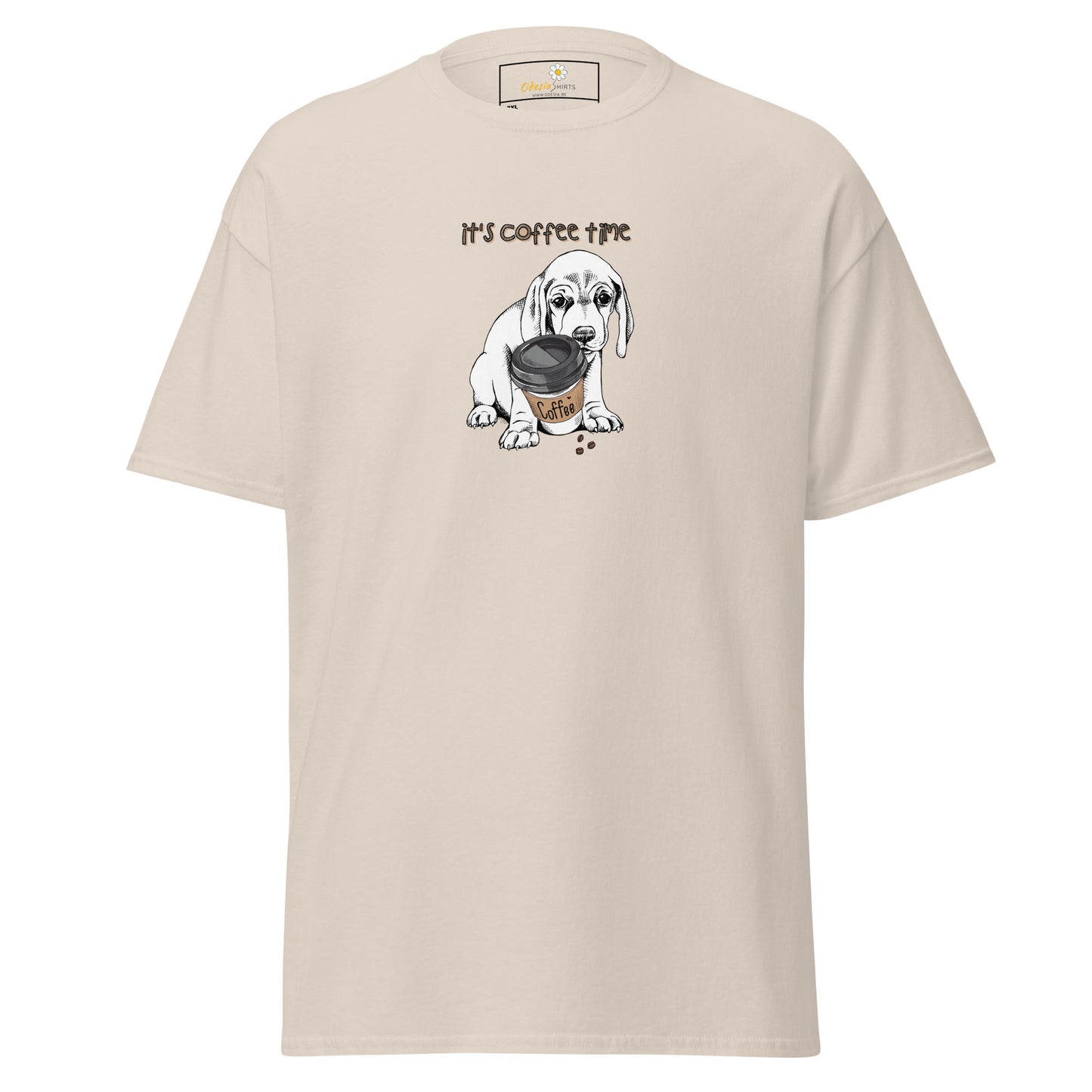 T-shirt classique unisexe - ANIMAUX CHIOT COFFEE TIME - GRAND
