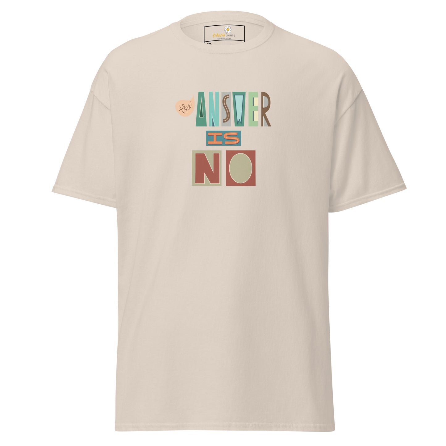 Heren klassiek t-shirt - TEKST HET ANTWOORD IS NEE - GROOT
