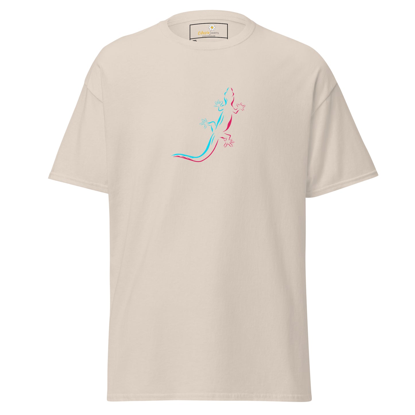 Heren klassiek t-shirt - WILDLIFE BLUE RED LIZARD - GROOT