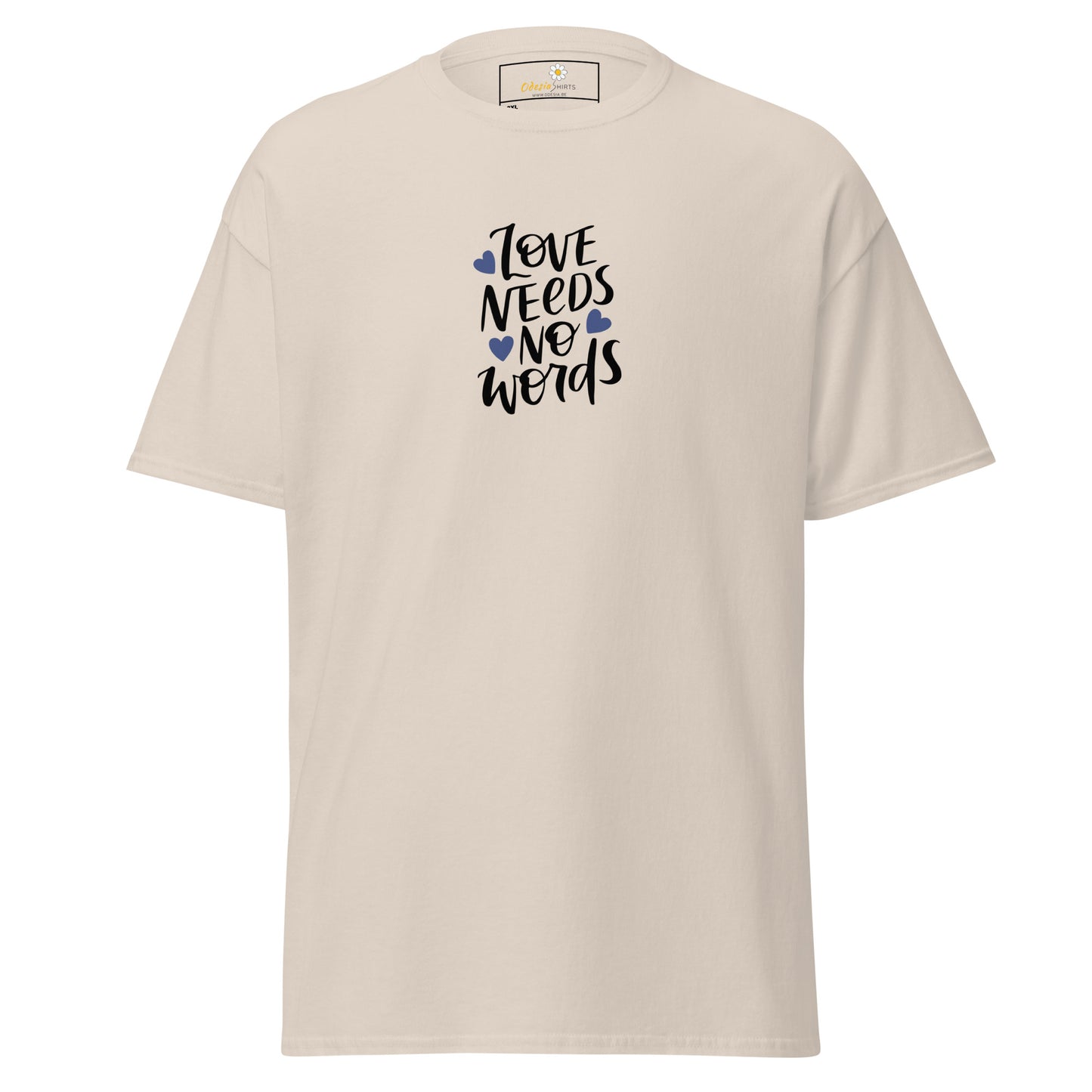 Heren klassiek t-shirt - TEKST LIEFDE HEEFT GEEN WOORD NODIG - GROOT