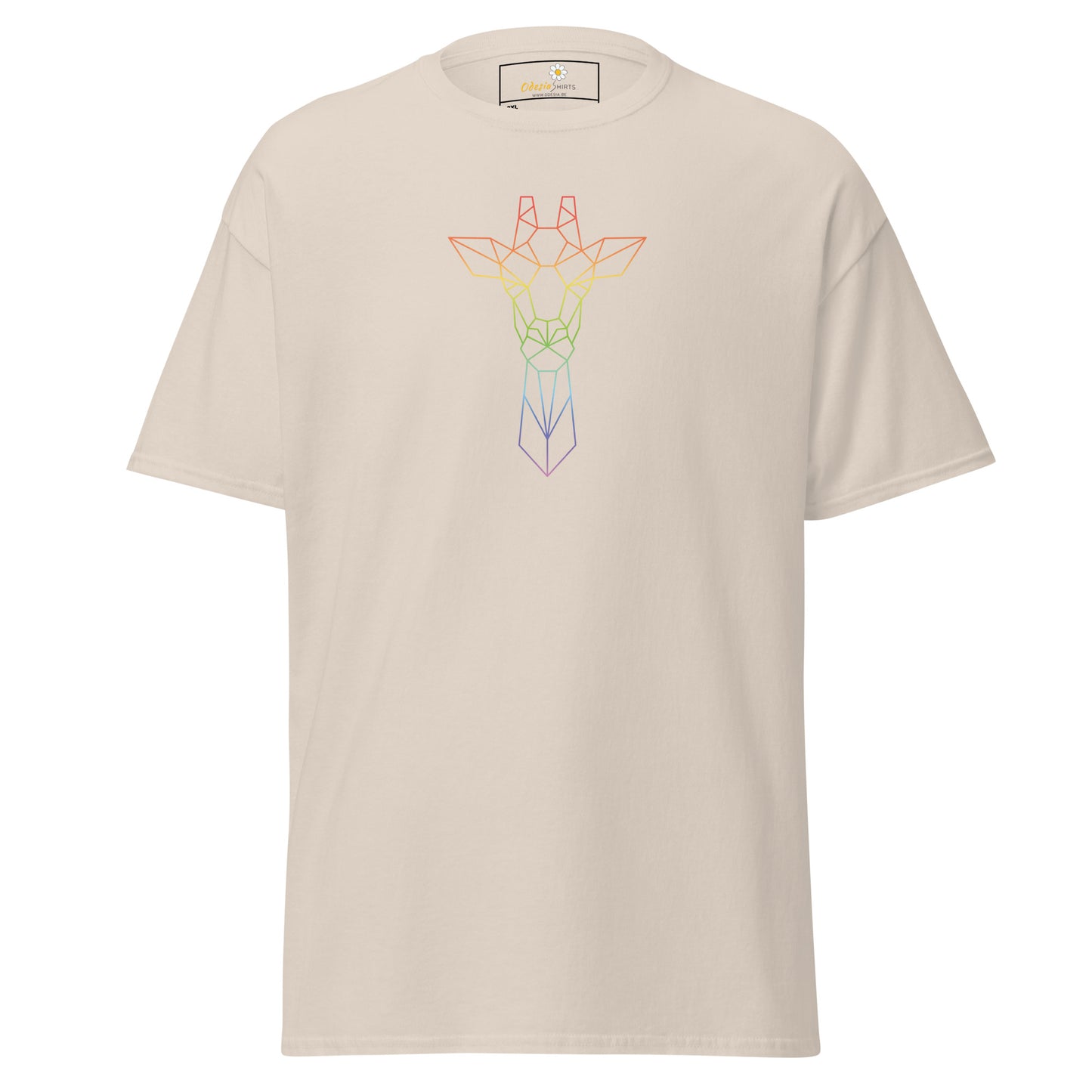 Klassiek heren t-shirt - WILDLIFE GIRAFFE LINE COLORS - GROOT